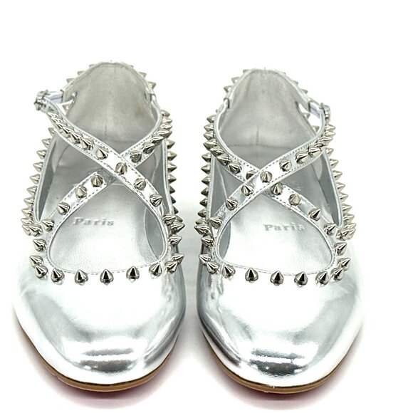 Christian Louboutin PILOUTA JANE SPIKES FLAT Criss Cross Ballerina Shoes - Picture 9 of 16